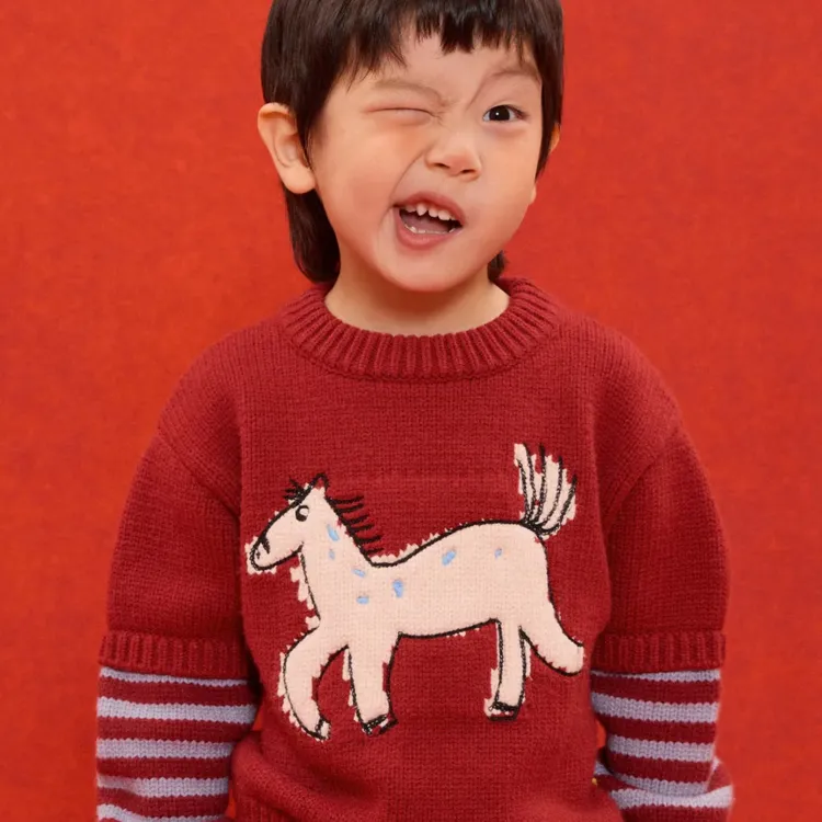 【阿彼同款】papa爬爬新年马上有冬季儿童毛衣软糯保暖宽松针织衫