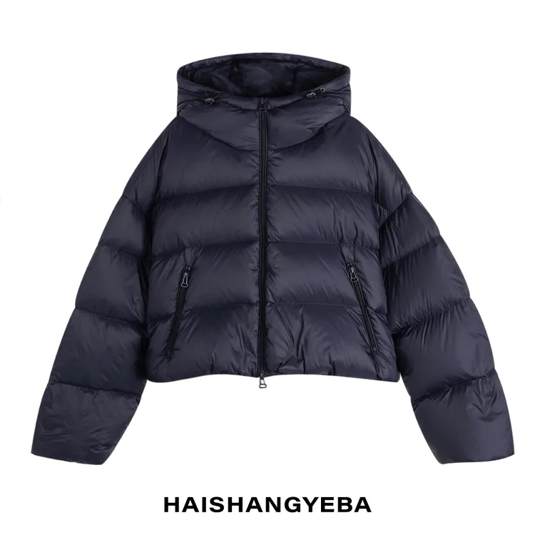 【海上叶爸】新款2025秋冬百搭90白鹅绒连帽宽松厚款短款羽绒服