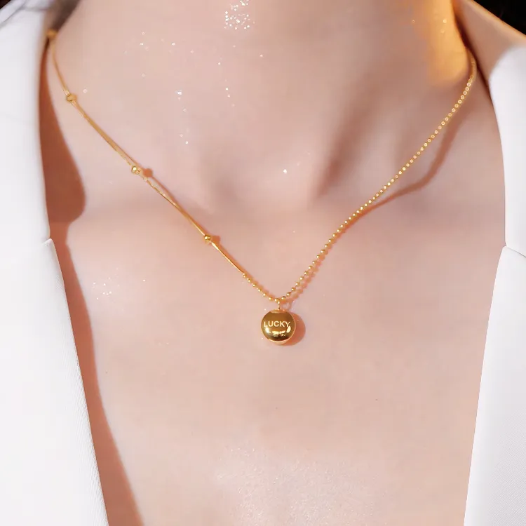 钛钢吊坠 圆豆Lucky气质简约轻奢小众设计锁骨链吊坠时尚百搭个性