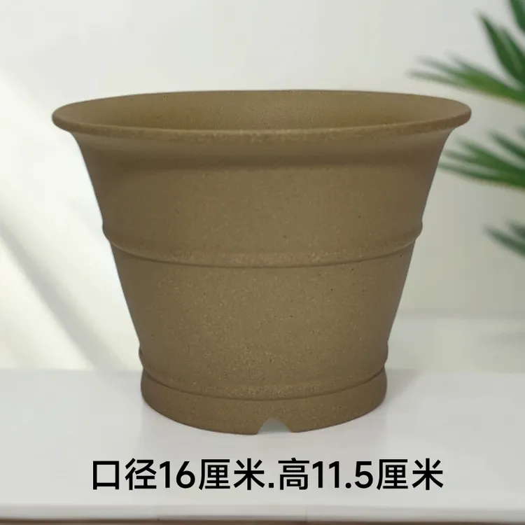 当代宜兴紫砂花盆春兰花盆锻泥腰线仿古陡盆复古透气盆景花盆