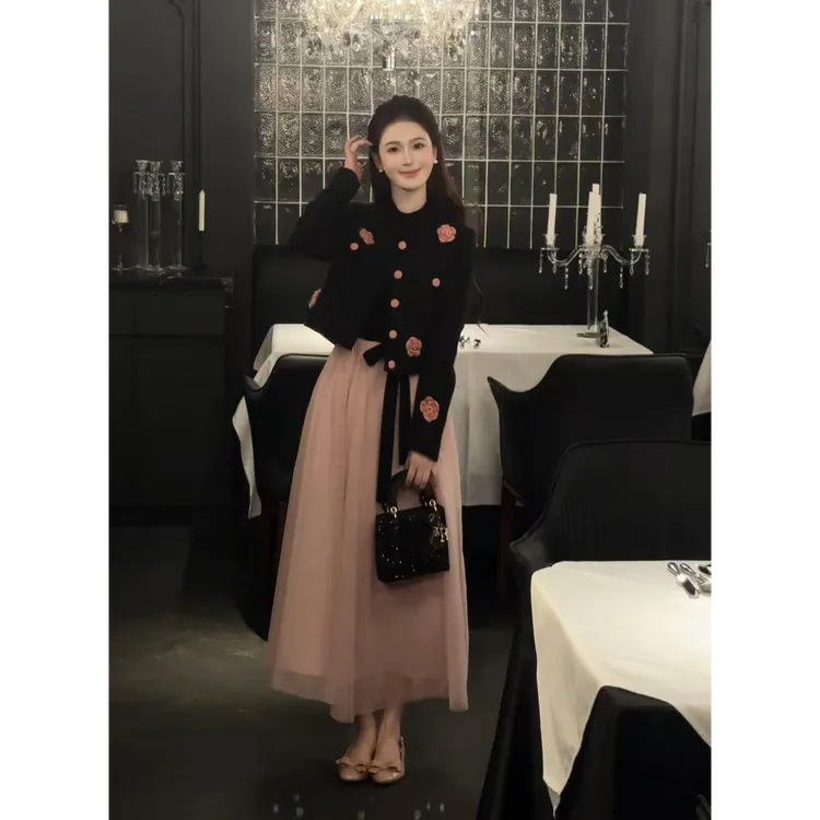 LiLi李李家【桃乐丝】法式气质加棉外套+连衣裙XMZH9880 XMZH10268