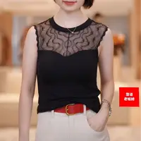 【绝对诱惑】靠谱之光 法式蕾丝拼接小圆领无袖背心 SE51242