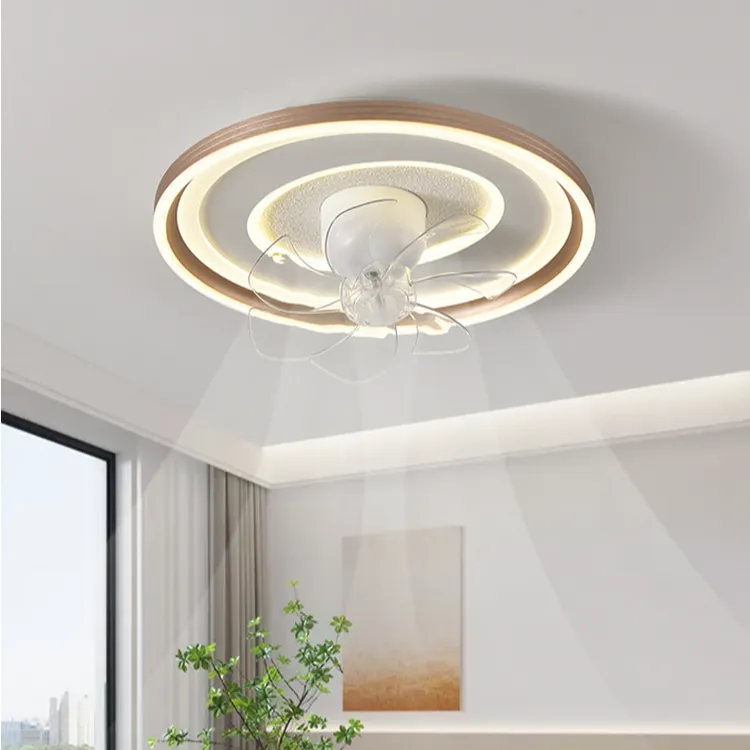拉丝铝材风扇灯静音大风力卧室吸顶灯新款护眼中山灯具