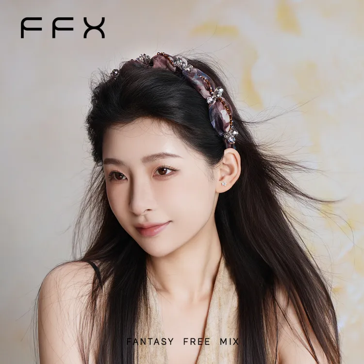 FFX弗弗西【荷风里】高级时尚复古印花网纱蓬松发箍商品图
