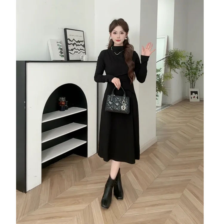 【小个子】IEF/爱依服2025新款秋季气质女人味收腰显瘦针织连衣中裙