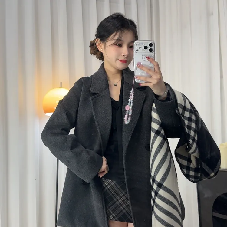  【收腰短款】冬季新款小个子毛呢外套女加棉加厚韩系显瘦正肩爆款