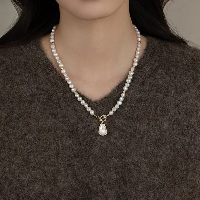 天然淡水珍珠葫芦项链女国风设计高级感异形巴洛克毛衣链锁骨链