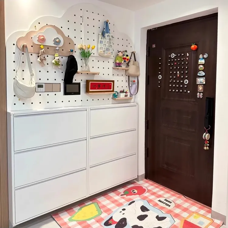 超薄鞋柜钢制窄柜家用门口入户玄关柜鞋柜迎门高级鞋柜靠墙一体柜