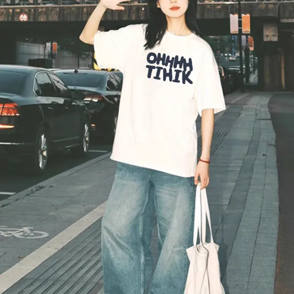 追印甜美可爱风格衣服短袖女款2025新款洋气休闲装T恤夏季爆款v领