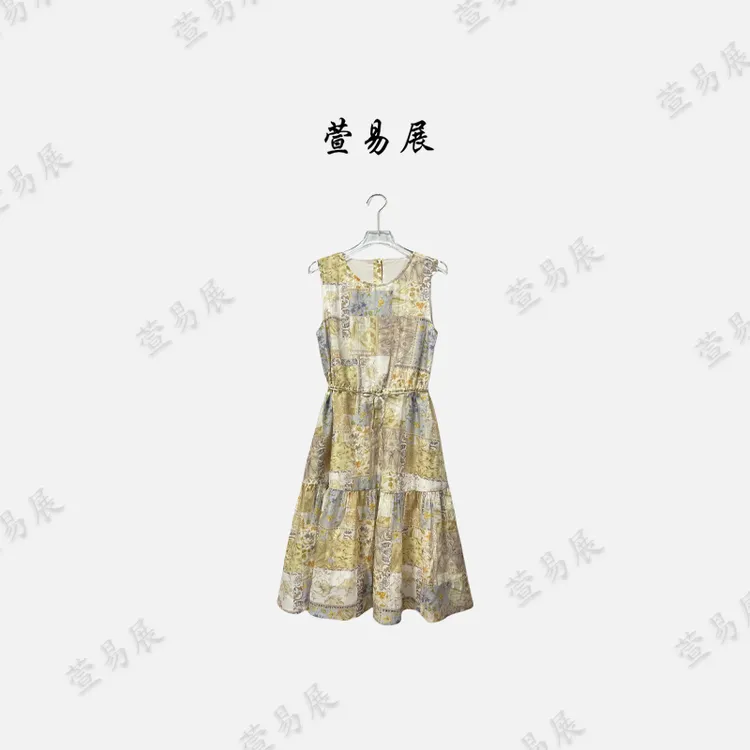 萱易展-“虞美人”进口三醋酸莱赛尔抽绳收腰显瘦连衣裙-7765