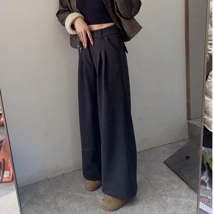 红衣俏家加绒时尚潮流休闲毛呢裤2567