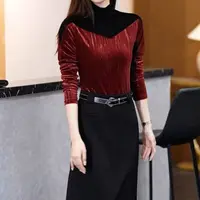 2025春秋新款显瘦拼色气质打底衫洋气修身时尚百搭女上衣9032长58