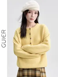 针织毛衣女2025秋冬新款复古宽松慵懒感套头毛衣G7201