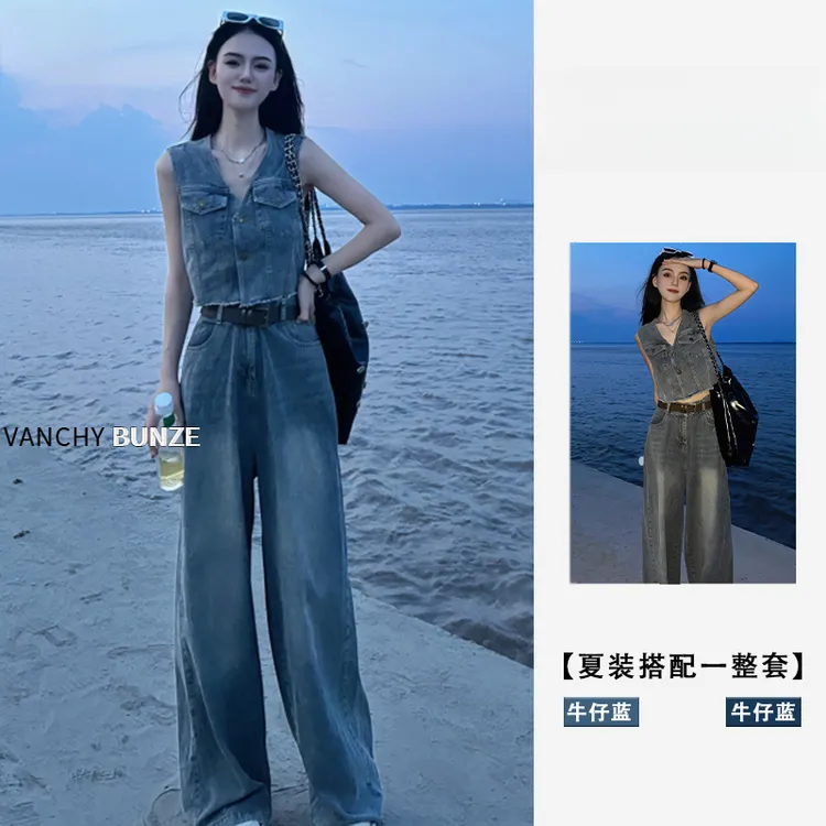 BUNZE 牛仔马甲女款夏季2025新款高端小马夹薄款洋气无袖背心上衣