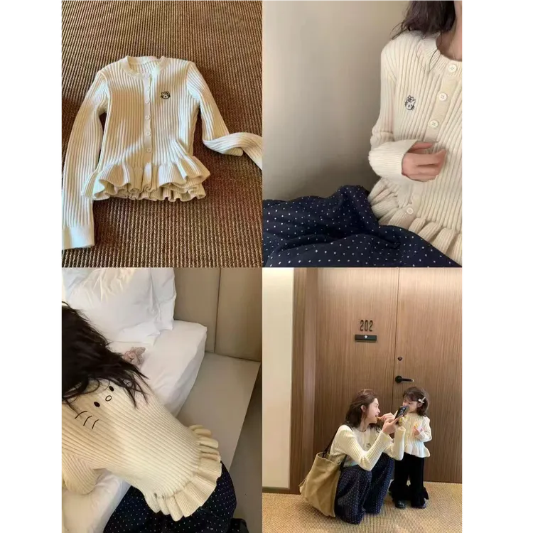 简约日常小裙摆设计kitty猫针织开衫L2043