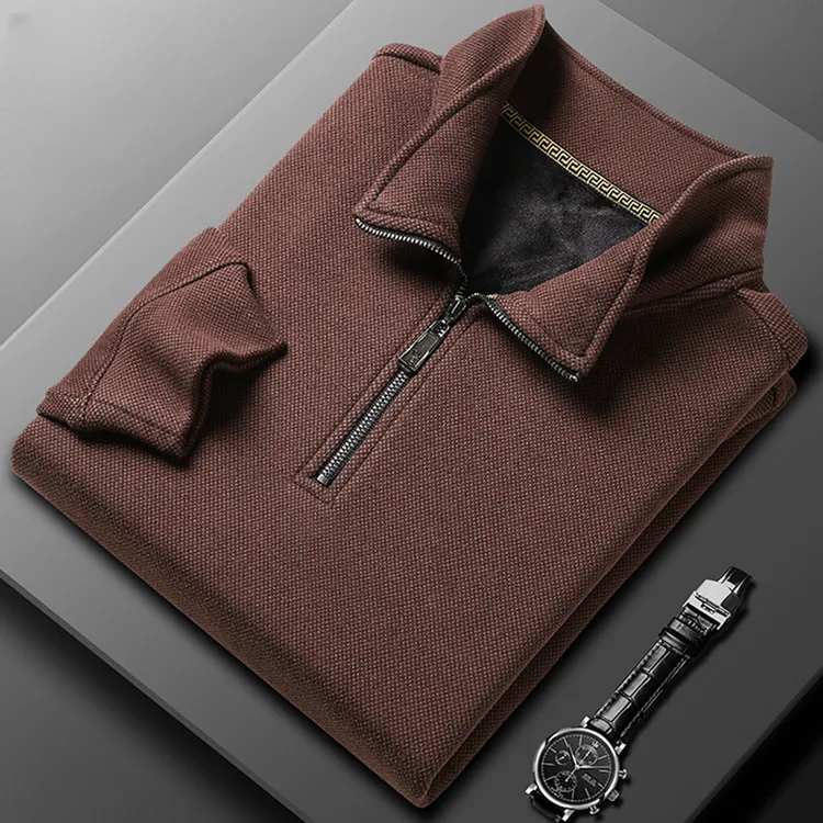 冬季休闲男士加绒加厚半高领卫衣半拉链加绒长袖时尚卫衣