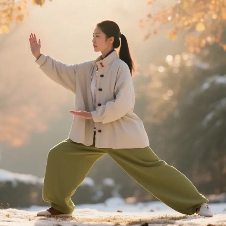 冬季太极服棉袄新中式夹棉保暖宽松禅意国风外套晨练八段锦练功服