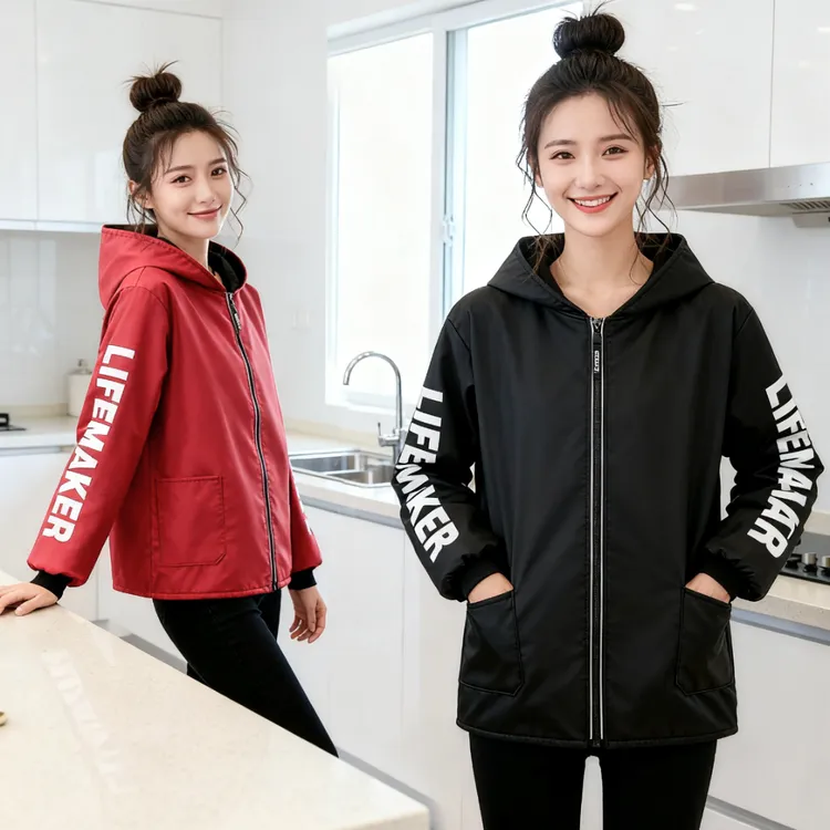 短款保暖时尚小个子围裙防水防油工作服加绒加厚御寒锁温上班罩衣