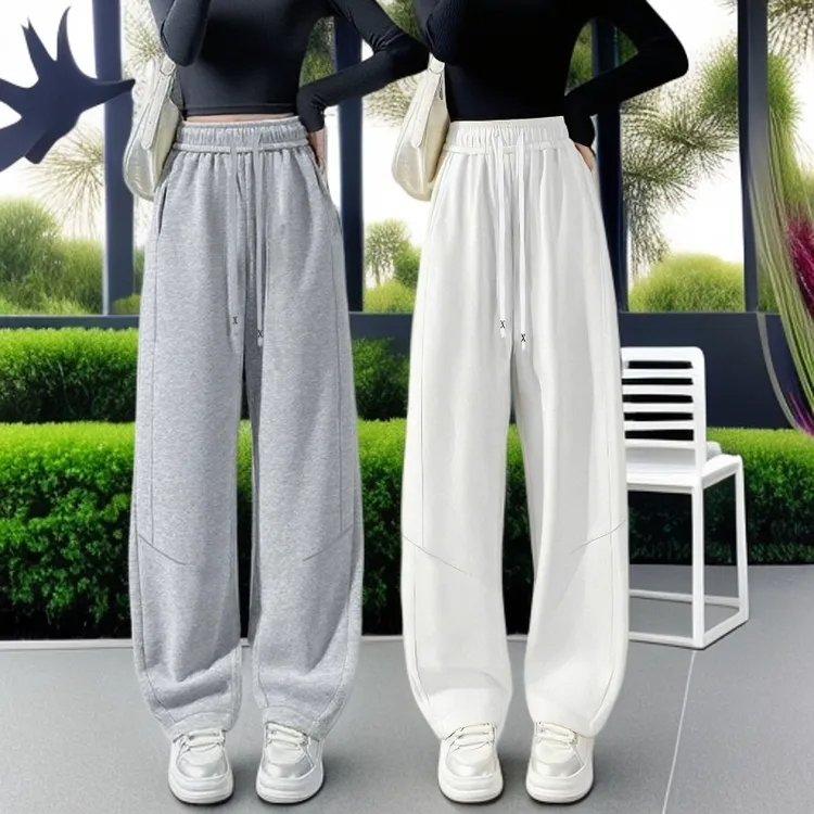 女童裤子秋季新款阔腿弯刀裤显瘦女孩休闲裤宽松垂感春秋运动卫裤