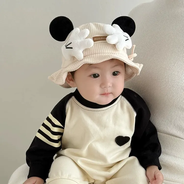 可爱宝宝帽子婴儿秋冬季保暖防风渔夫帽男童女童出游小月龄盆帽潮
