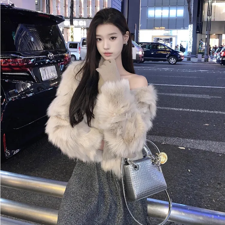 1987 fur"白开水"狐狸毛皮草女短款时尚款毛毛外套冬季