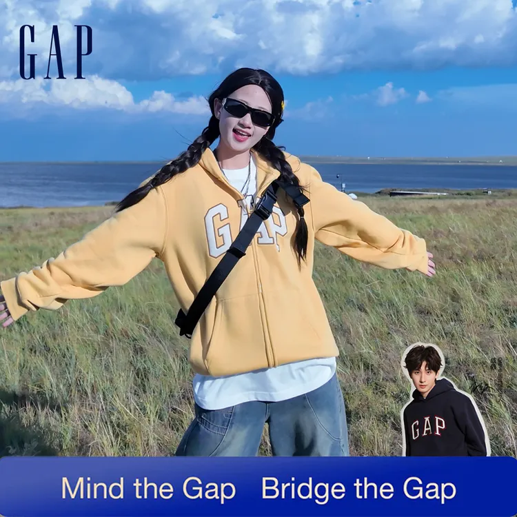 【成毅代言】Gap男女秋冬抓绒宽松连帽拉链情侣卫衣休闲外套786376