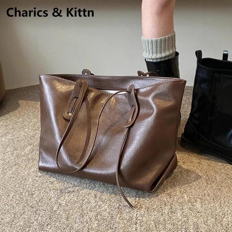 Charics&Kittn女式托特包包女2024新款简约大容量通勤真皮单肩包