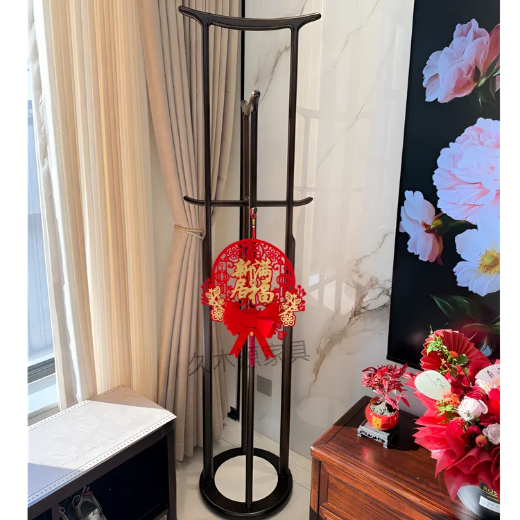 （久木源衣帽架）新中式黑檀木客厅衣帽架立式落地家用衣服架挂衣架
