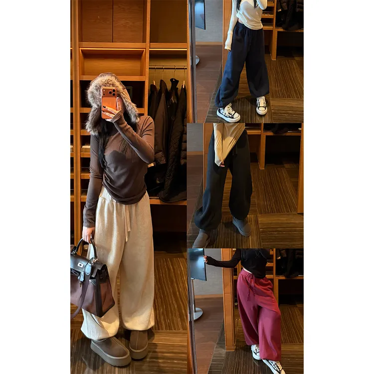 LA CALLA松弛雾感抽绳加厚加绒裤子OY-WP7295