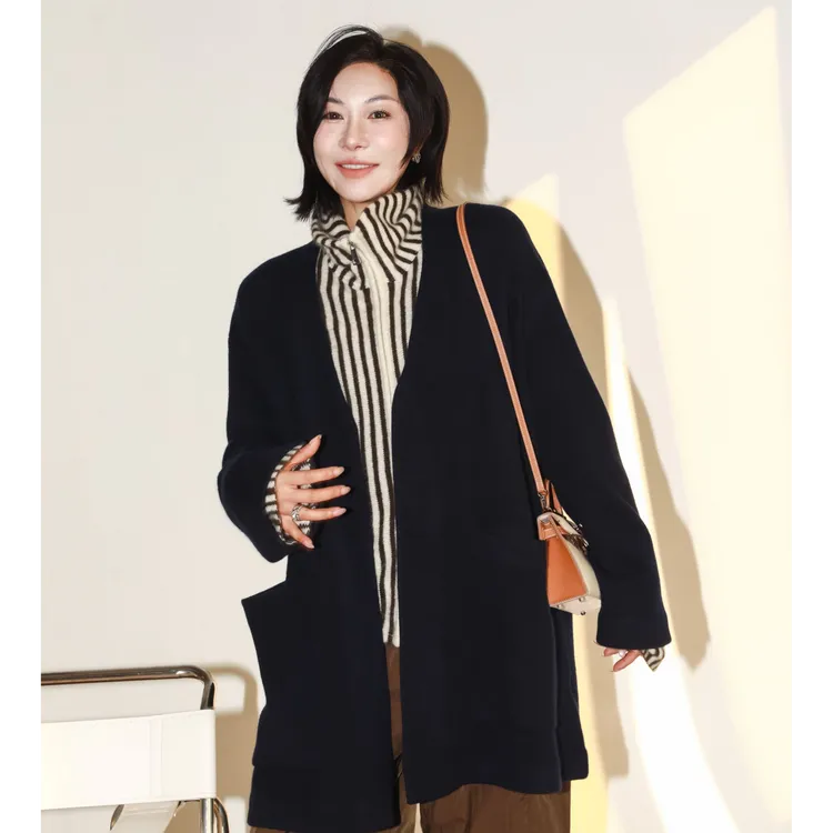 PENNYPENG肖邦夜曲  黑标系列秋冬慵懒风蝙蝠袖羊毛羊绒针织开衫