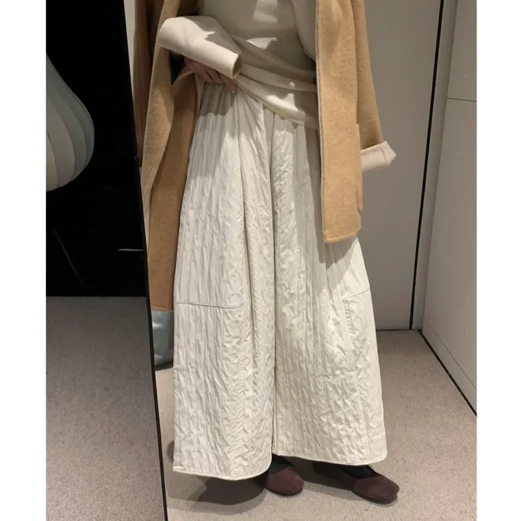 秋冬保暖肌理感加绒棉裤女宽松遮肉九分气球裤韩版显瘦休闲阔腿裤