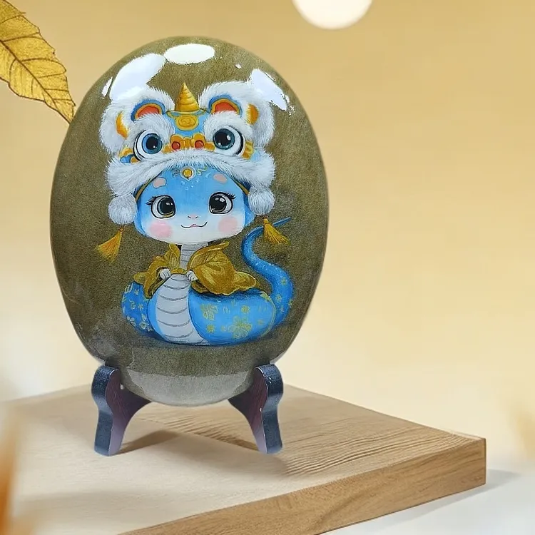 纯手绘石头画成品摆件  防水防尘不褪色