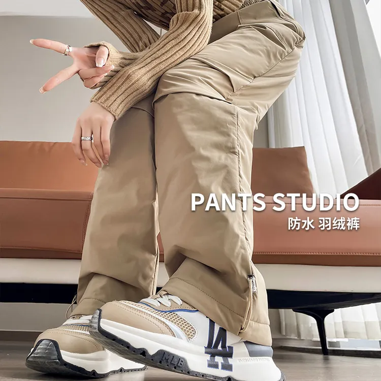 白鸭绒工装羽绒裤女外穿冬季东北零下40度直筒洋气防风保暖棉裤