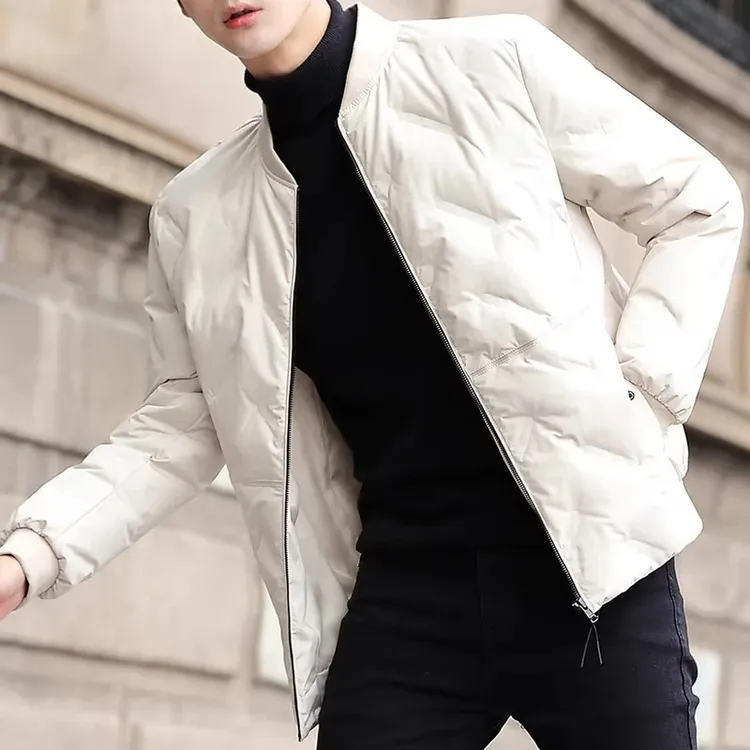 潮流男士立领羽绒服冬季新款潮牌轻薄加厚保暖外套男生衣服高级感