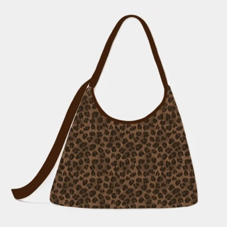 尼睿设计师原创野性咖棕豹纹新月单肩斜跨包百搭休闲大容量通勤女