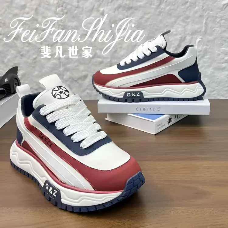 鞋子男款2025秋季新款休闲低帮舒适百搭男鞋潮流增高厚底拼色潮鞋