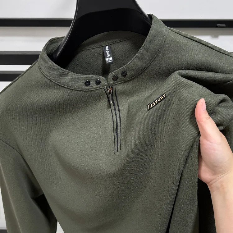 Zero Degree North亨利领半拉链长袖T恤男士秋冬运动休闲内搭上衣