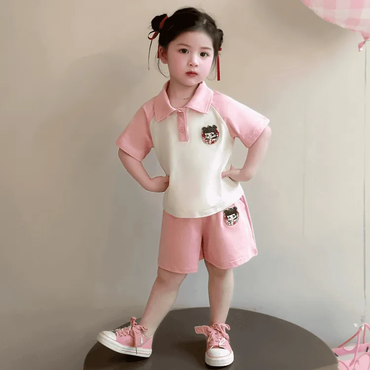 儿童女童夏季2025新款哪吒套装爆款宝宝短袖休闲运动大童宽松小童