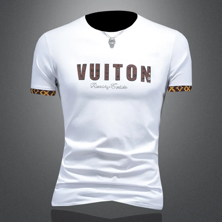 贾鲁萨加高端时尚丝光棉短袖T恤男夏季潮牌新款圆领修身大码半袖