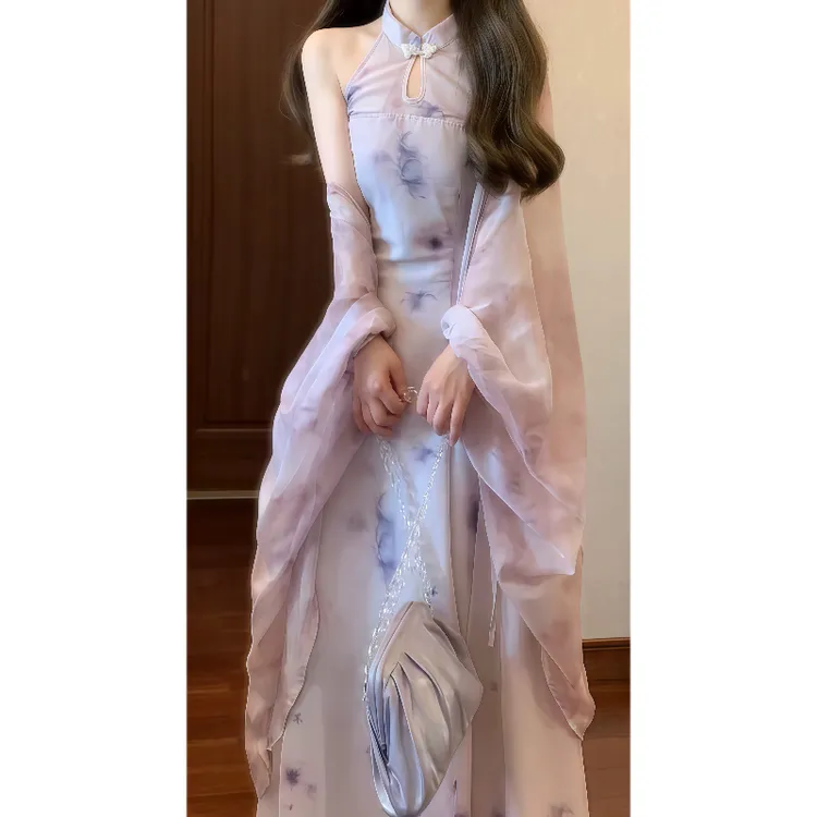 【镜花水月】新中式国风复古改良旗袍连衣裙&披肩外套汉元素9712