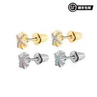 WIC 925银莫桑石耳饰 粉蓝彩钻莫桑十字花情侣耳钉