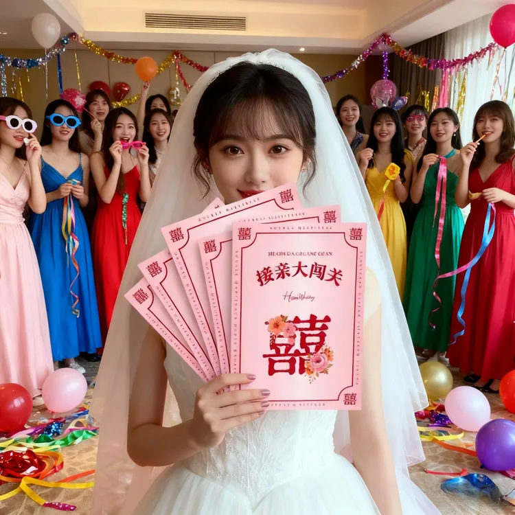 映菲寻结婚礼接亲游戏小道具拦门堵门晨袍拍照保证书文明创意套餐