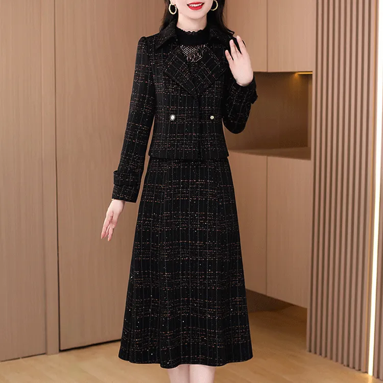 品牌连衣裙秋轻奢上档次名媛2025高端两件套装小香风十三行女神范