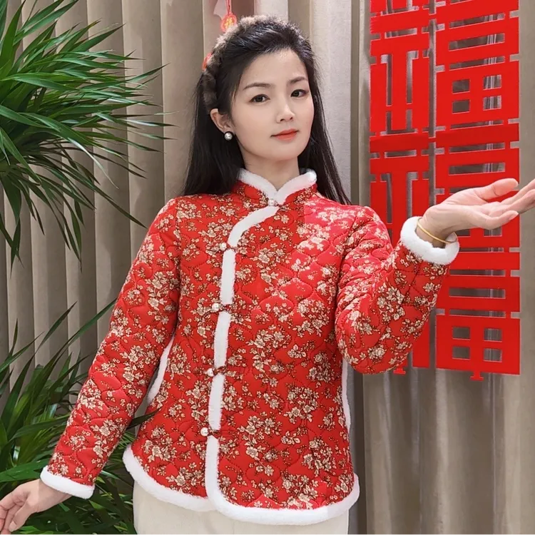 网红冬季新款棉袄碎花上衣外套加厚复古棉衣潮流女装保暖拜年棉服
