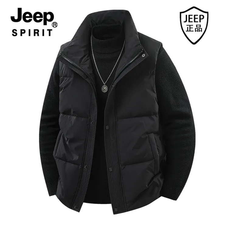 JEEP吉普无袖立领羽绒服马甲外套高品质羽绒马甲外套时尚轻奢男装