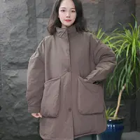 JJ大版棉服立领水洗长款常规款拼接棉服棉衣保暖复古外套韩版
