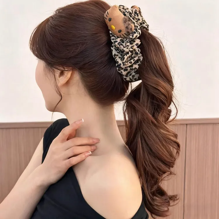复古豹纹波点褶皱香蕉夹高级感马尾扭扭竖夹后脑勺显发量横夹发卡