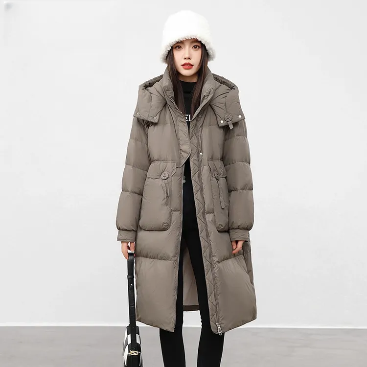 纪诗哲女装长款加厚羽绒服女款冬季新款时尚连帽宽松大气保暖外套