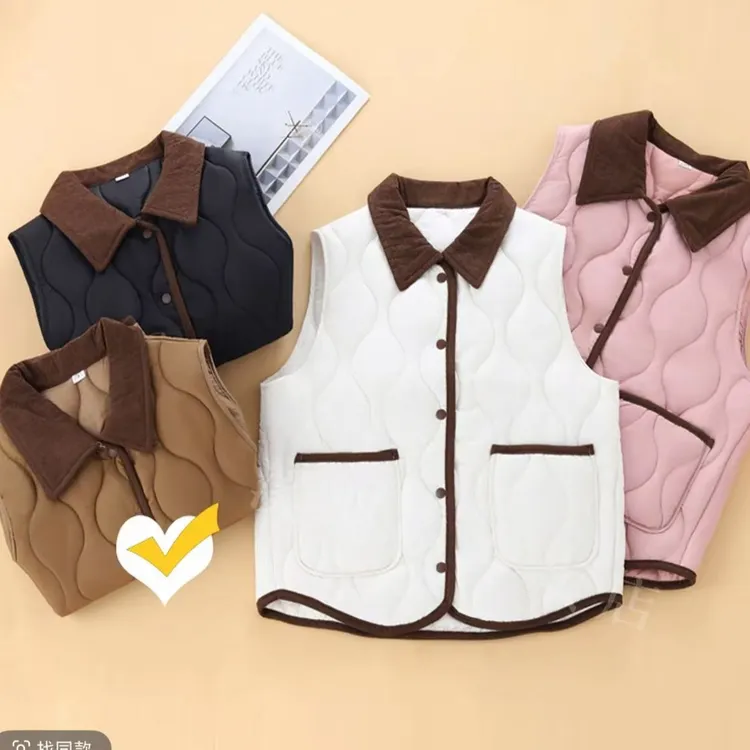 马甲背心外穿加厚新款爆款马夹外套夹棉翻领