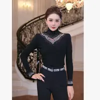 【芙娜妮】镂空半高领针织打底衫2025显瘦时髦感女士上衣F2530915A